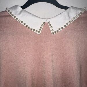 KL Pink Top with Pearl Collar